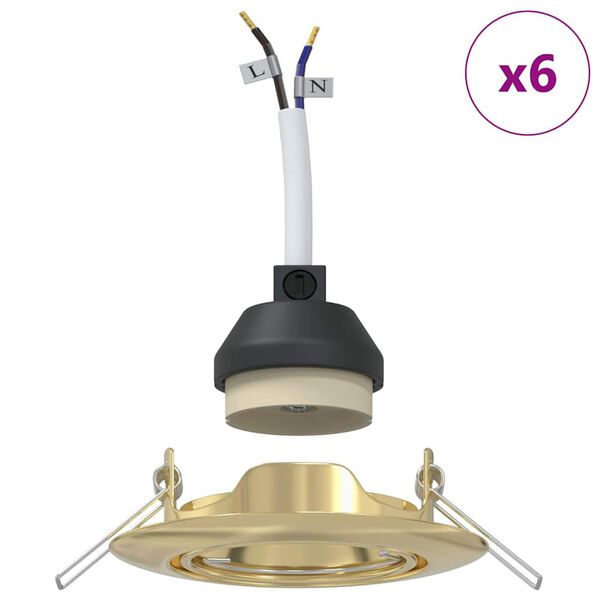 vidaXL Прожектор 6 pcs Златист 9 x 9 x 2.5 см Метал