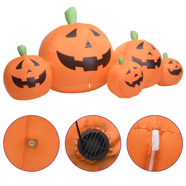 vidaXL Надуваемо семейство тикви Хелоуин, LED, 1,8 м