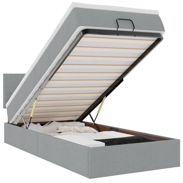 vidaXL Османска легло с матрак и LED, светлосиво, 80x200 см, плат