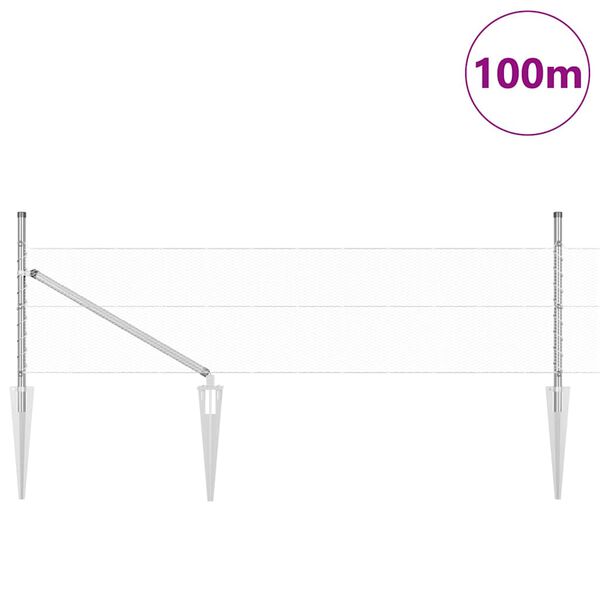 vidaXL Стълб за ограда. Сребрист 100 x 0,4 м (13 мм мрежа) Стомана