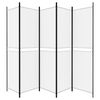 vidaXL Параван за стая, 5 панела, бял, 250x200 см, текстил