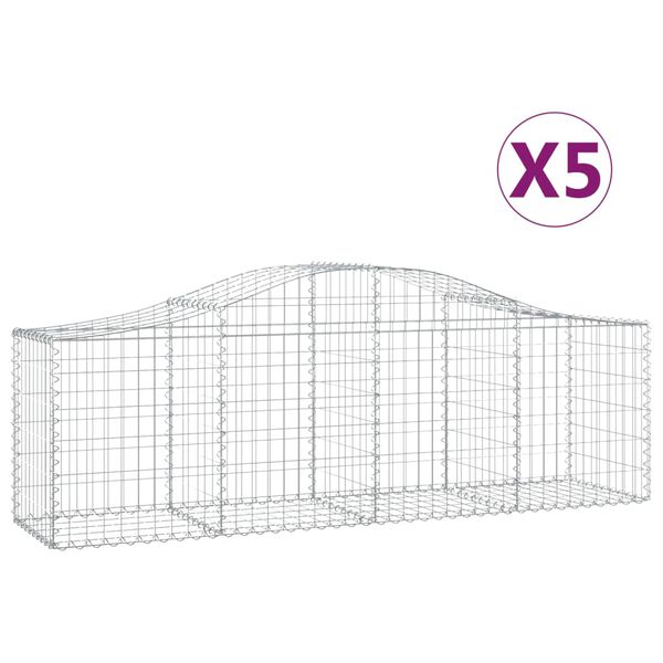 vidaXL Габионни кошници арка 5 бр 200x50x60/80 см поцинковано желязо