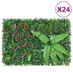 vidaXL Ограда от изкуствени растения 24 бр зелена 40x60 см