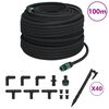 vidaXL Градински маркуч за капково напояване, черен, 0,6", 100 м, гума