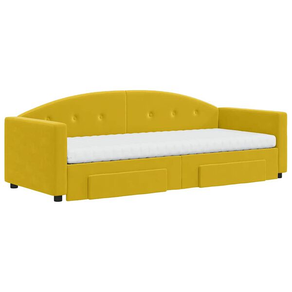vidaXL Канапе с изтеглящо легло и чекмеджета жълто 80x200 см кадифе