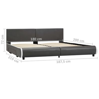 vidaXL Рамка за легло с чекмеджета антрацит изкуствена кожа 180x200 cм