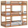 vidaXL Триетажно легло, восъчнокафяво, 90x200 см, борово дърво масив