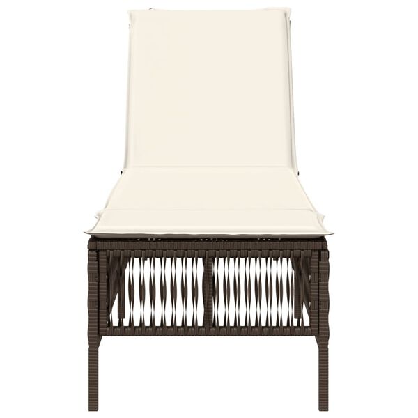 vidaXL Шезлонг с шалте, кафяв, полиратан