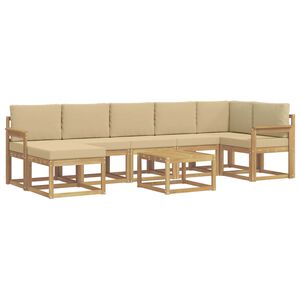 vidaXL Комплект дивани за открито 8 pcs Бяло и Бежово Полиестер
