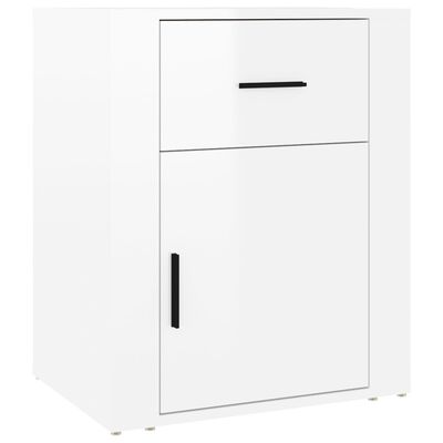 vidaXL Нощно шкафче, бял гланц, 50x36x60 см, инженерно дърво