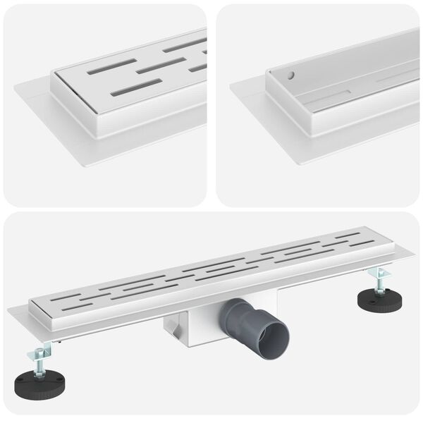 vidaXL Душов дренаж с линия на дизайна Сребрист 60 cm