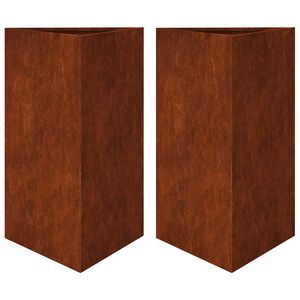 vidaXL Градински саксии 2 бр. триъгълни 50x43x75 см Изветряла стомана