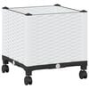 vidaXL Градинска саксия с колела Бяло 40 x 40 x 48 см ПП