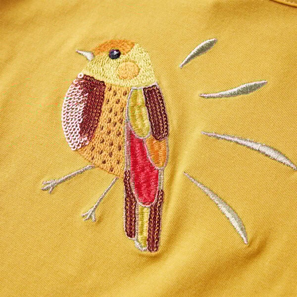 Детска тениска с дълъг ръкав, тъмна охра, 128