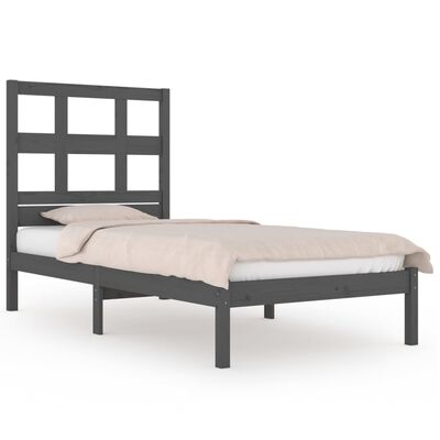 vidaXL Рамка за легло, сива, бор масив, 100х200 см