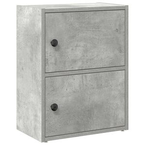 vidaXL Библиотека, бетонно сива, 40x24x52 см, инженерно дърво