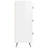 vidaXL Сайдборд, бял гланц, 34,5x34x90 см, инженерно дърво