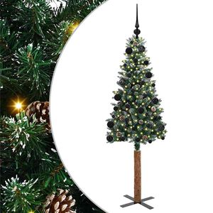 vidaXL Тясно коледно дърво Зелен 150 cm ПВЦ и масивно борово дърво