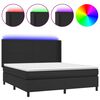 vidaXL Боксспринг легло с матрак и LED черно 160x200см изкуствена кожа