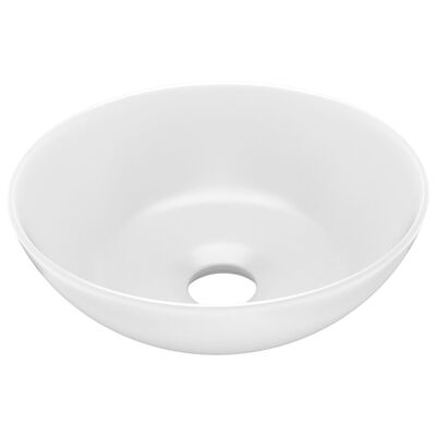 vidaXL Керамична мивка за баня, матово бяла, кръгла