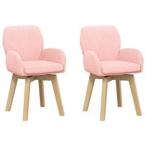 vidaXL Въртящи се трапезни столове 2 pcs Букле Розово 54 x 58 x 87 см