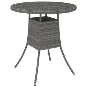 vidaXL Градинска маса, сива, 70x70x73 см, полиратан