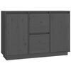 vidaXL Сайдборд, сив, 111x34x75 см, бор масив