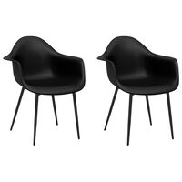 vidaXL Трапезни столове, 2 бр, черни, PP
