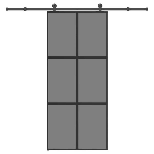 vidaXL Плъзгаща се врата с обков 90x205 см Закалено стъкло&Алуминий
