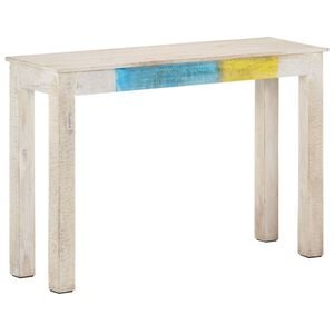 vidaXL Конзолна маса, бяла, 115x35x77 cм, грубо мангово дърво