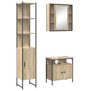 vidaXL Комплект мебели за баня 3 бр. Сонома дъб 33 x 33 x 185,5 см