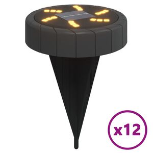 vidaXL Соларни земни лампи със земни шипове външни 12 бр топло бяло