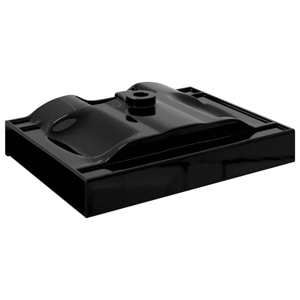 vidaXL Керамична мивка лукс правоъгълна с отвор за кран черна 60х46 см