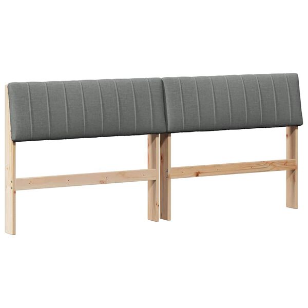 vidaXL Тапицирана табла Тъмен сив 180 cm Солидно борово дърво