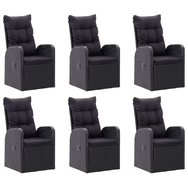 vidaXL Градински трапезен комплект, 7 части, черен