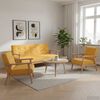 vidaXL Комплект диван с кресла, 3 части, текстил, жълт