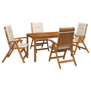 vidaXL 5-Piece Garden Dining Set Натурално Солидно акациево дърво