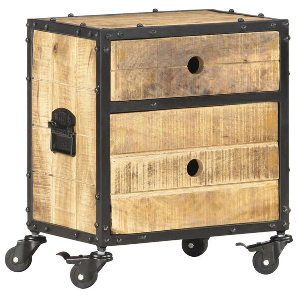 vidaXL Нощно шкафче, 40x30x50 см, грубо мангово дърво