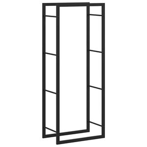 vidaXL Стойка за дърва за огрев, черен мат, 50x28x132 см, стомана