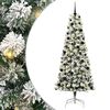 vidaXL Изкуствено коледно дърво с хингед Зелен и бял 240 cm