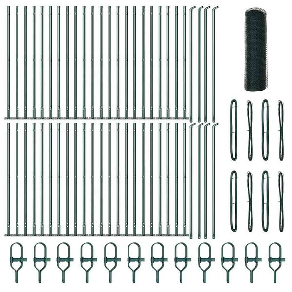 vidaXL Стълб за ограда. Зелен 100 х 0,5 м Стомана и PVC