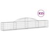 vidaXL Габионни кошници арка 15 бр 300x30x40/60 см поцинковано желязо