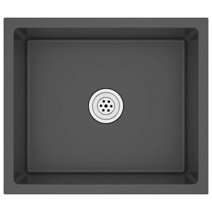 vidaXL Ръчно изработена кухненска мивка, черна, неръждаема стомана