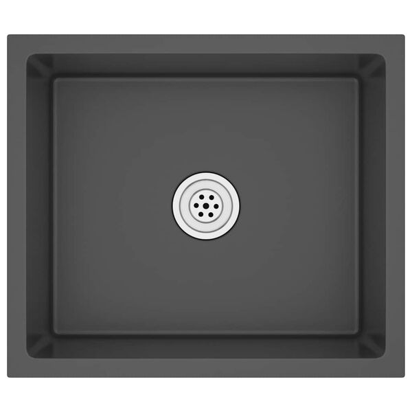 vidaXL Ръчно изработена кухненска мивка, черна, неръждаема стомана