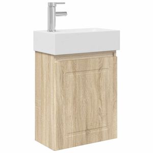 vidaXL Мивка за баня със смесител Дъб сонома 45,5 x 22,5 x 84 см