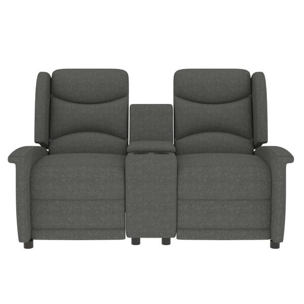 vidaXL 2-местен масажен наклоняем стол с поставка за чаша, светлосив