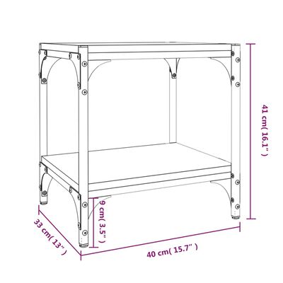 vidaXL ТB шкаф, кафяв дъб, 40x33x41 см, инженерно дърво и стомана