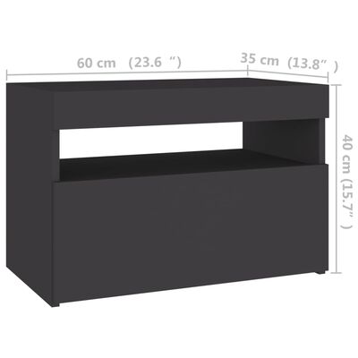 vidaXL ТВ шкафове с LED осветление 2 бр сиви 60x35x40 см