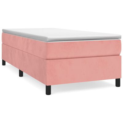 vidaXL Рамка за легло, розова, 90x190 см, кадифе