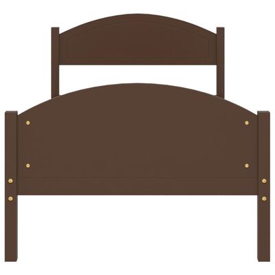 vidaXL Рамка за легло, тъмнокафява, бор масив, 90x200 см